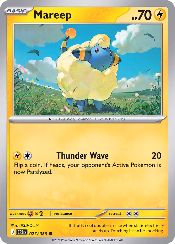 Mareep 27/86 Pokemon card