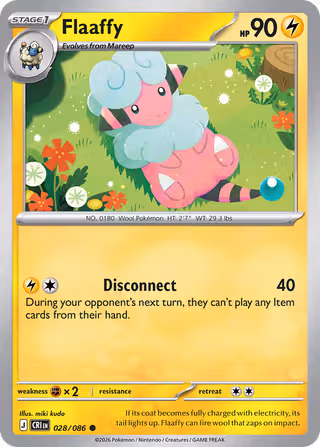 Flaaffy 28/86 Pokemon card