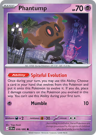 Phantump 38/86 Pokemon card