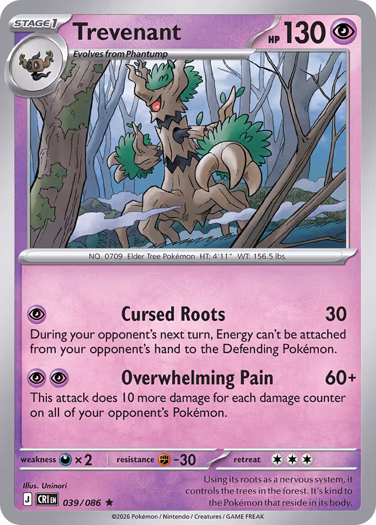 Trevenant 39/86 Pokemon card