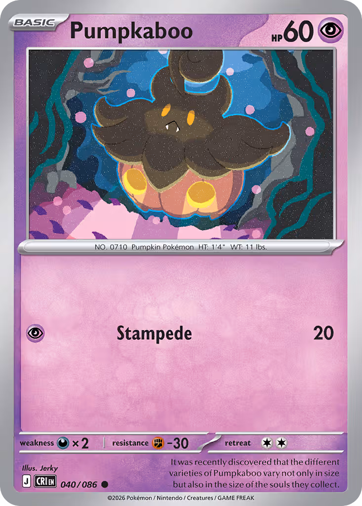 Pumpkaboo 40/86 Pokemon card
