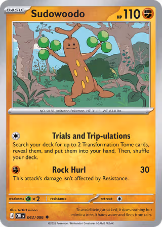 Sudowoodo 43/86 Pokemon card