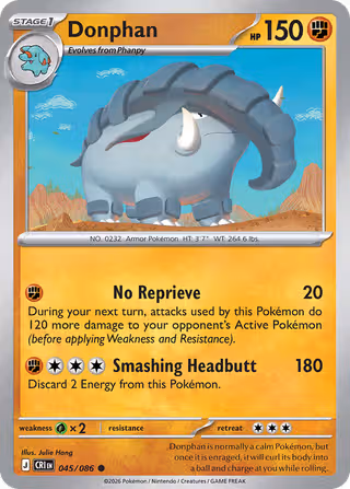 Donphan 45/86 Pokemon card