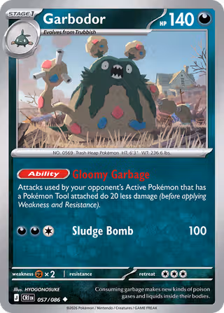 Garbodor 57/86 Pokemon card