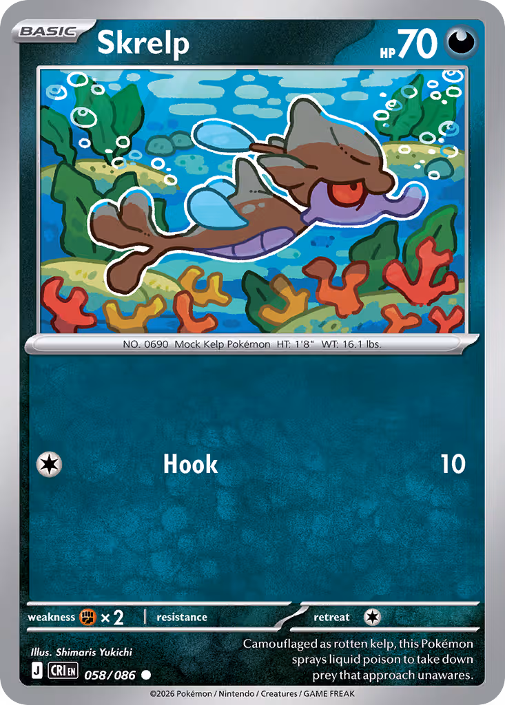 Skrelp 58/86 Pokemon card