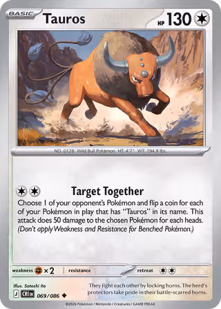 Tauros 69/86 Pokemon card