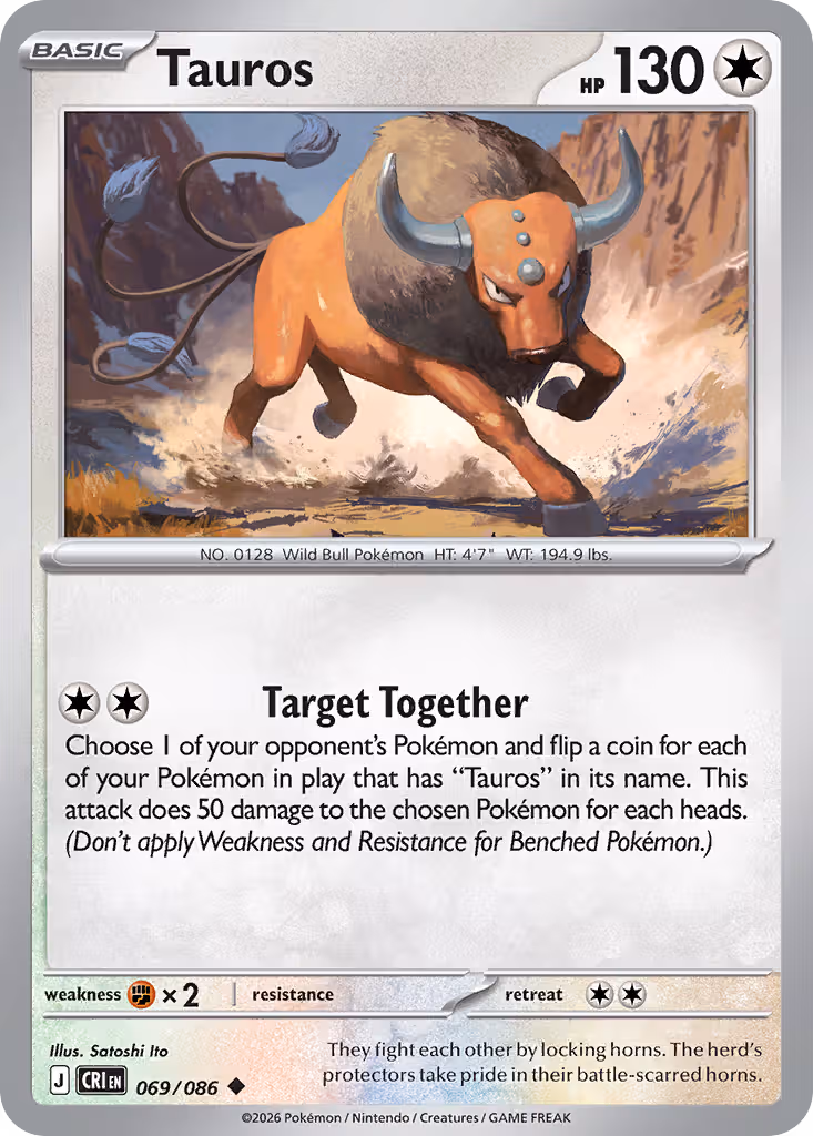 Tauros 69/86 Pokemon card
