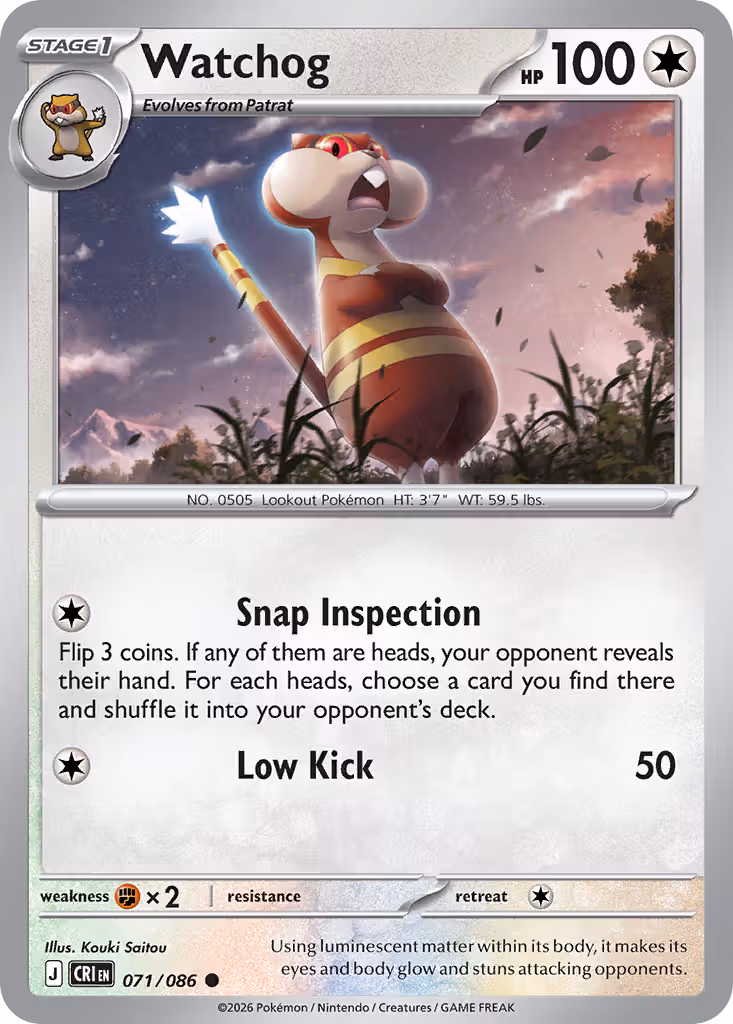 Watchog 71/86 Pokemon card