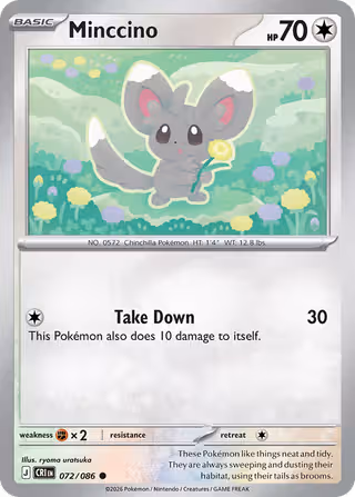 Minccino 72/86 Pokemon card