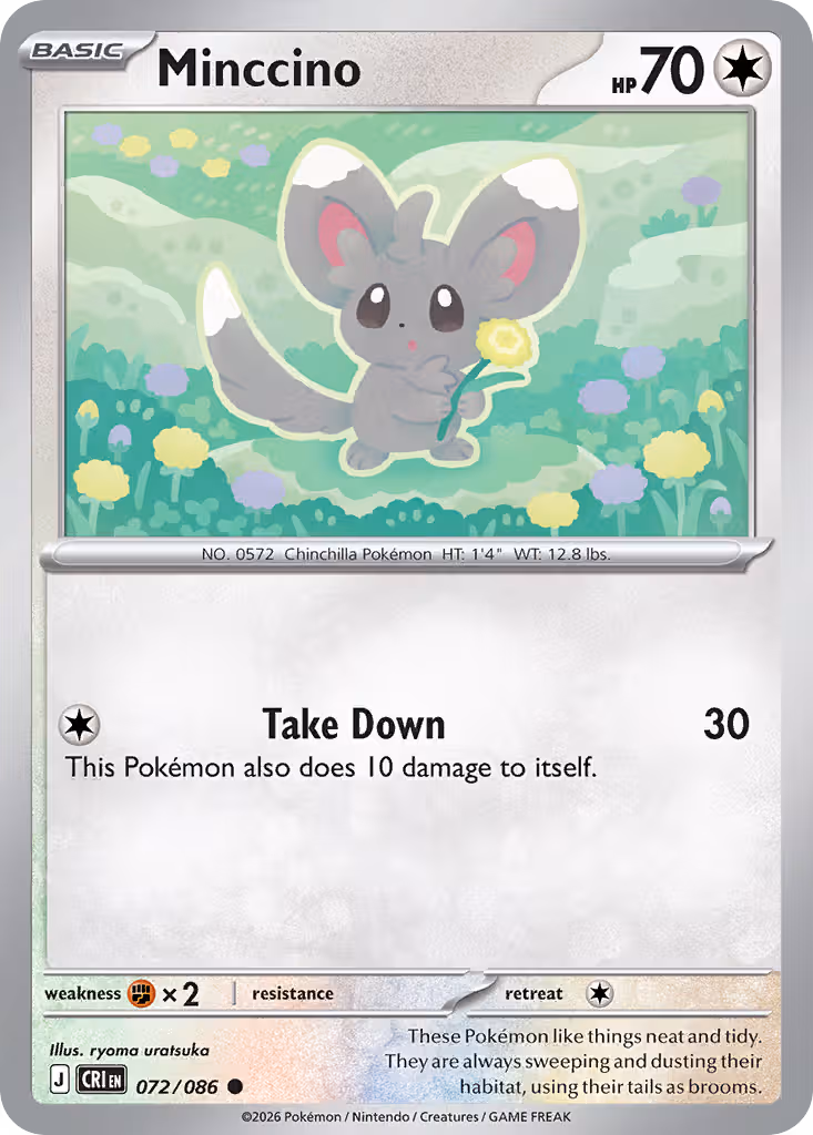 Minccino 72/86 Pokemon card