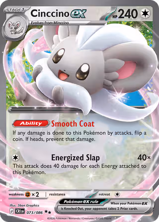 Cinccino ex 73/86 Pokemon card