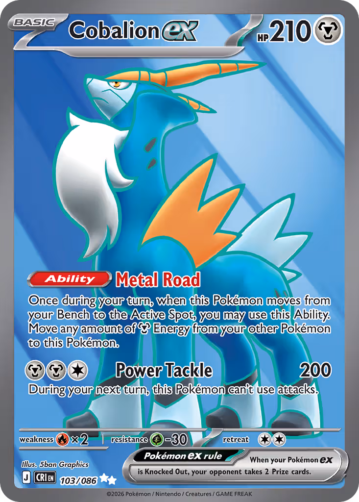 Cobalion ex 103/86 Pokemon card
