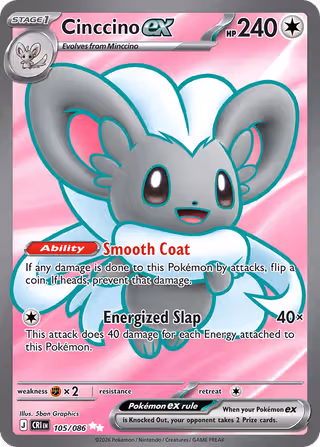 Cinccino ex 105/86 Pokemon card