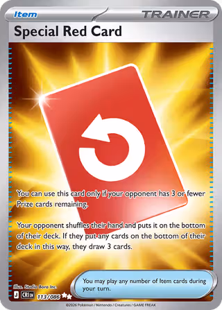 Special Red Card 113/86 Pokemon card