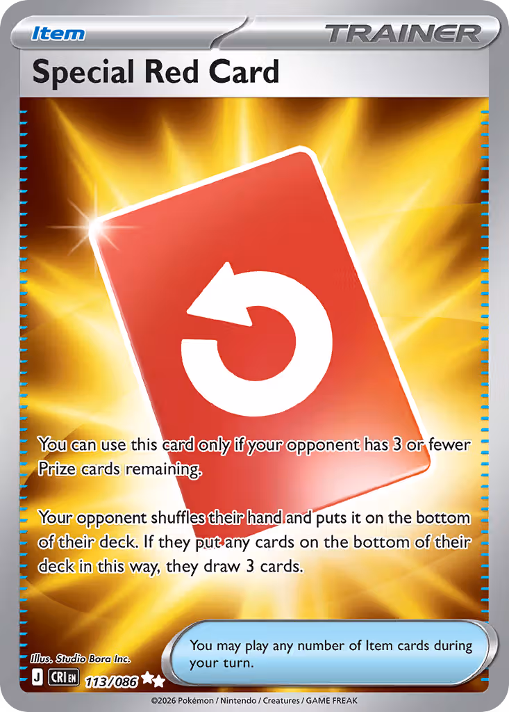 Special Red Card 113/86 Pokemon card