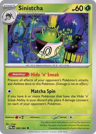 Sinistcha 6/84 Pokemon card