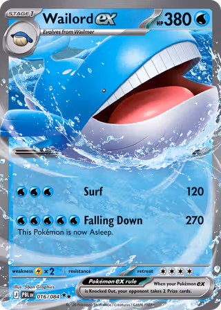 Wailord ex 16/84 Pokemon card
