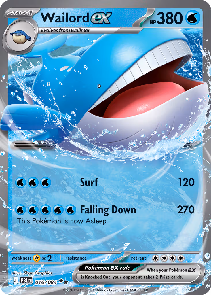 Wailord ex 16/84 Pokemon card