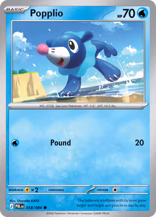 Popplio 18/84 Pokemon card