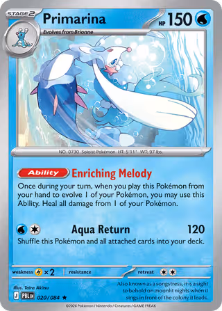 Primarina 20/84 Pokemon card