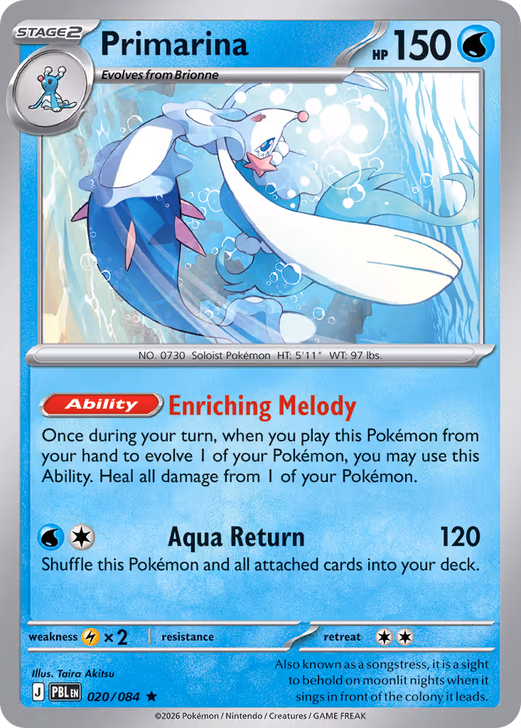 Primarina 20/84 Pokemon card