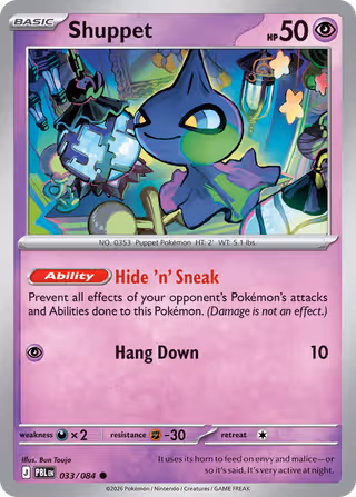 Shuppet 33/84 Pokemon card