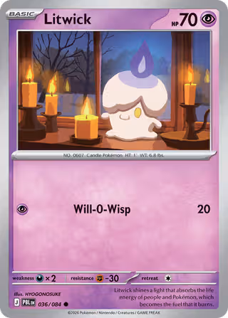 Litwick 36/84 Pokemon card