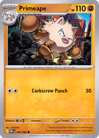 Primeape 43/84 Pokemon card