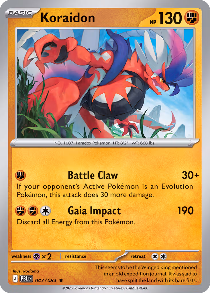 Koraidon 47/84 Pokemon card