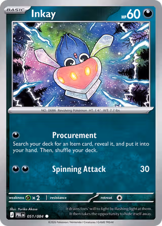 Inkay 51/84 Pokemon card