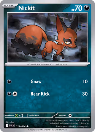 Nickit 53/84 Pokemon card