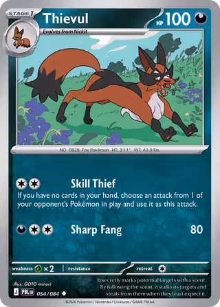 Thievul 54/84 Pokemon card