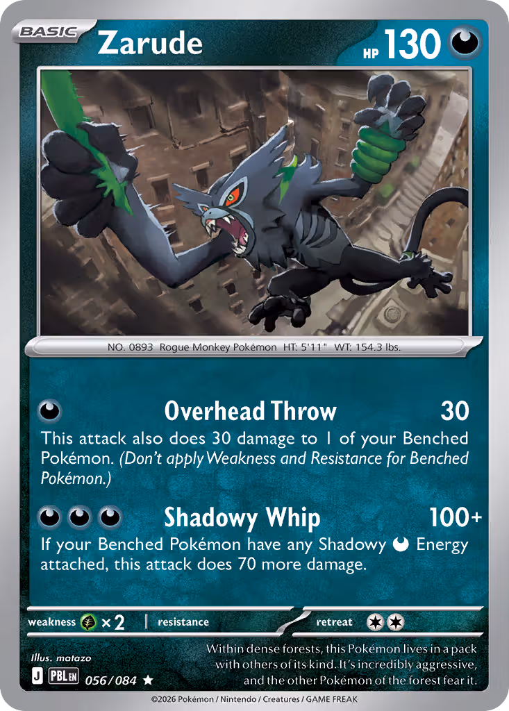 Zarude 56/84 Pokemon card
