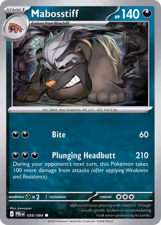 Mabosstiff 58/84 Pokemon card