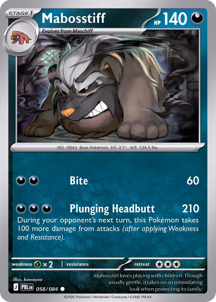 Mabosstiff 58/84 Pokemon card