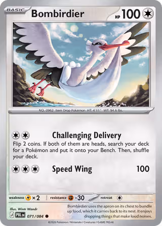 Bombirdier 71/84 Pokemon card
