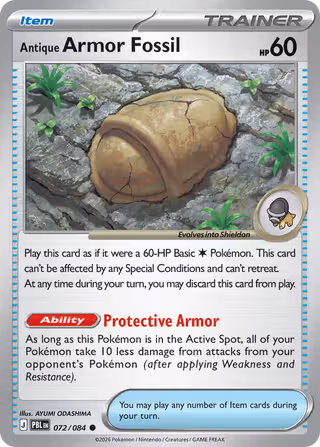Antique Armor Fossil 72/84 Pokemon card