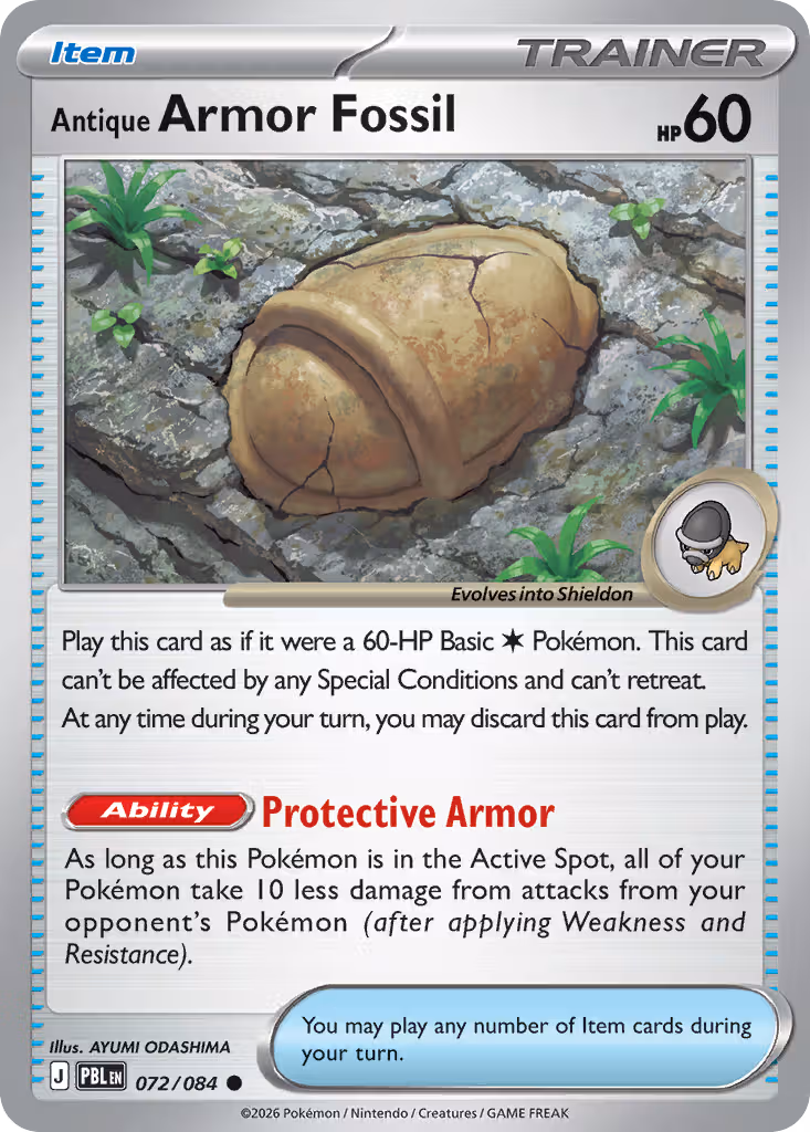 Antique Armor Fossil 72/84 Pokemon card