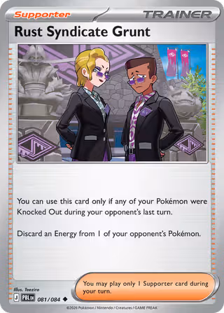 Rust Syndicate Grunt 81/84 Pokemon card