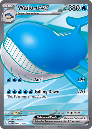 Wailord ex 97/84 Pokemon card