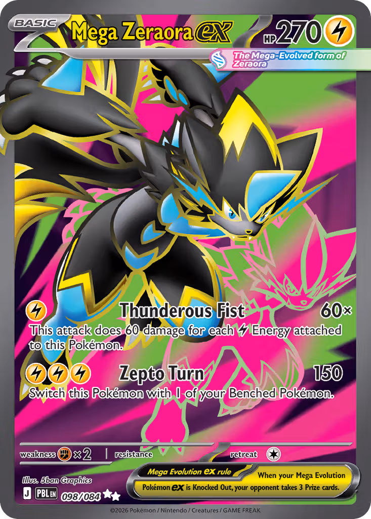 Mega Zeraora ex 98/84 Pokemon card