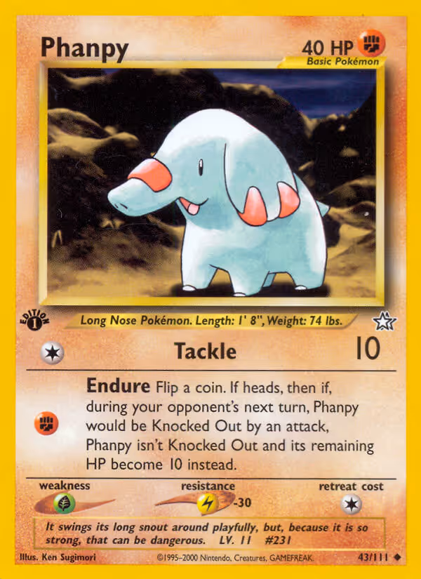 Phanpy 43/111 Pokemon card