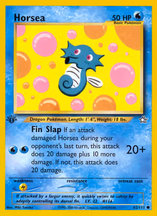 Horsea 62/111 Pokemon card