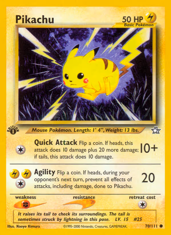 Pikachu 70/111 Pokemon card