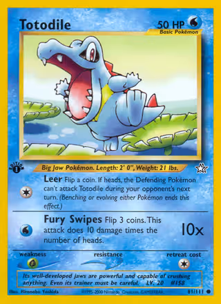 Totodile 81/111 Pokemon card