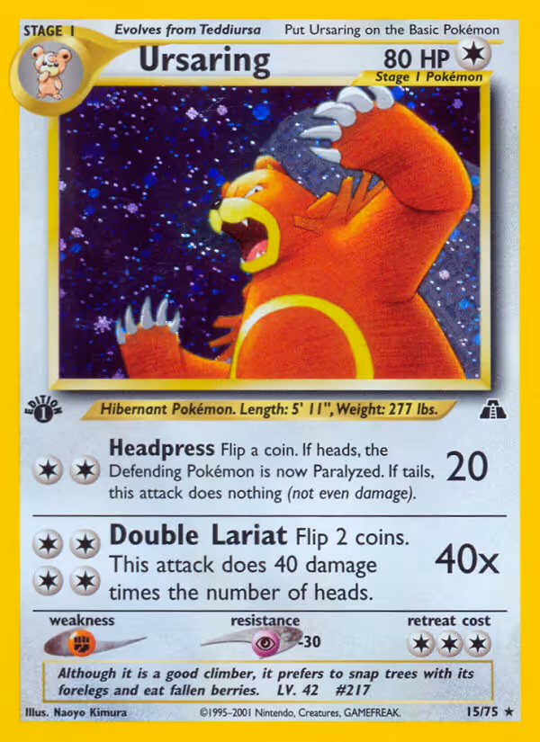 Ursaring 15/75 Pokemon card