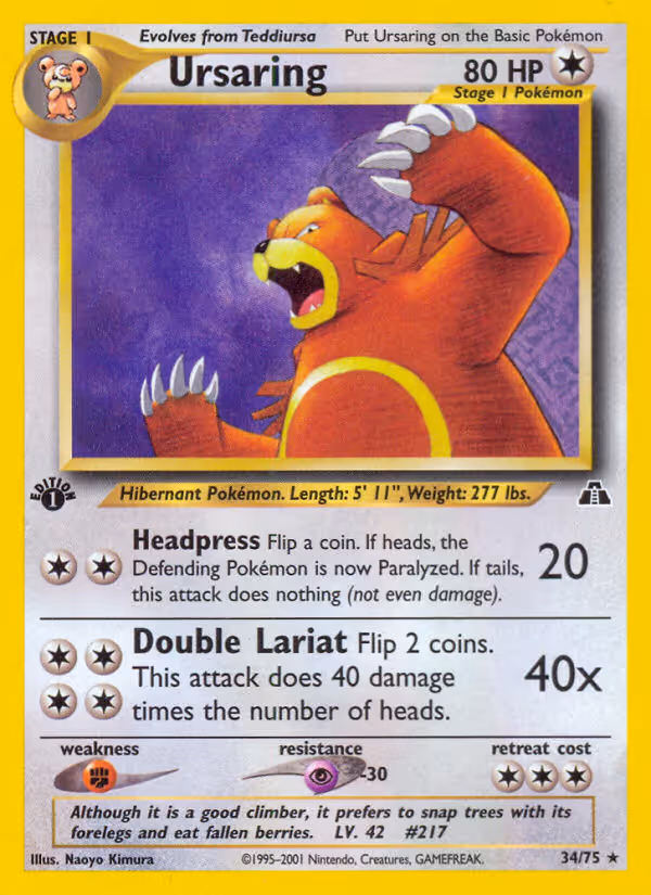 Ursaring 34/75 Pokemon card
