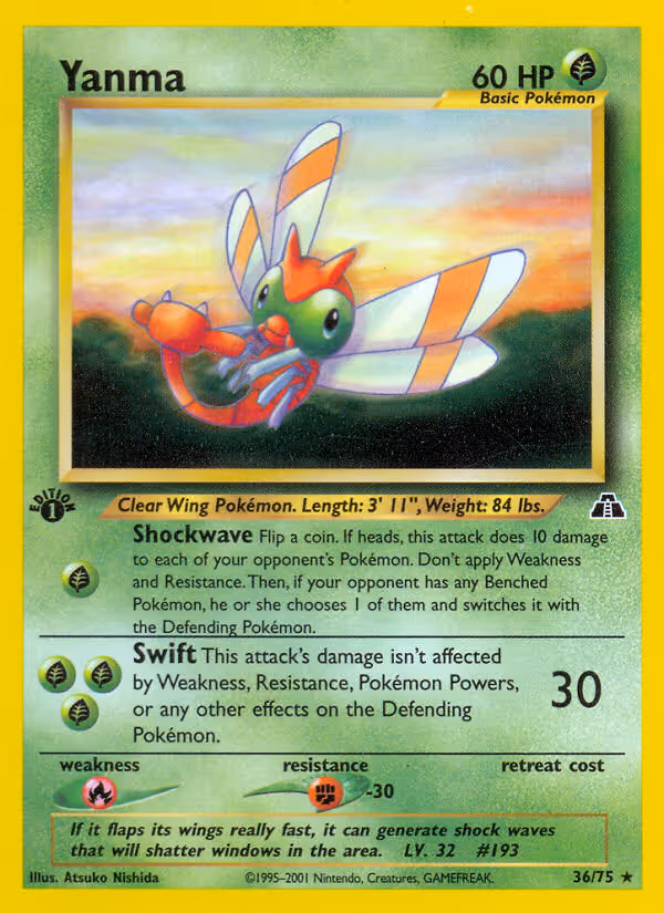 Yanma 36/75 Pokemon card