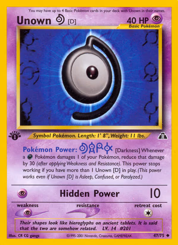 Unown [D] 47/75 Pokemon card