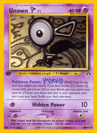 Unown [F] 48/75 Pokemon card